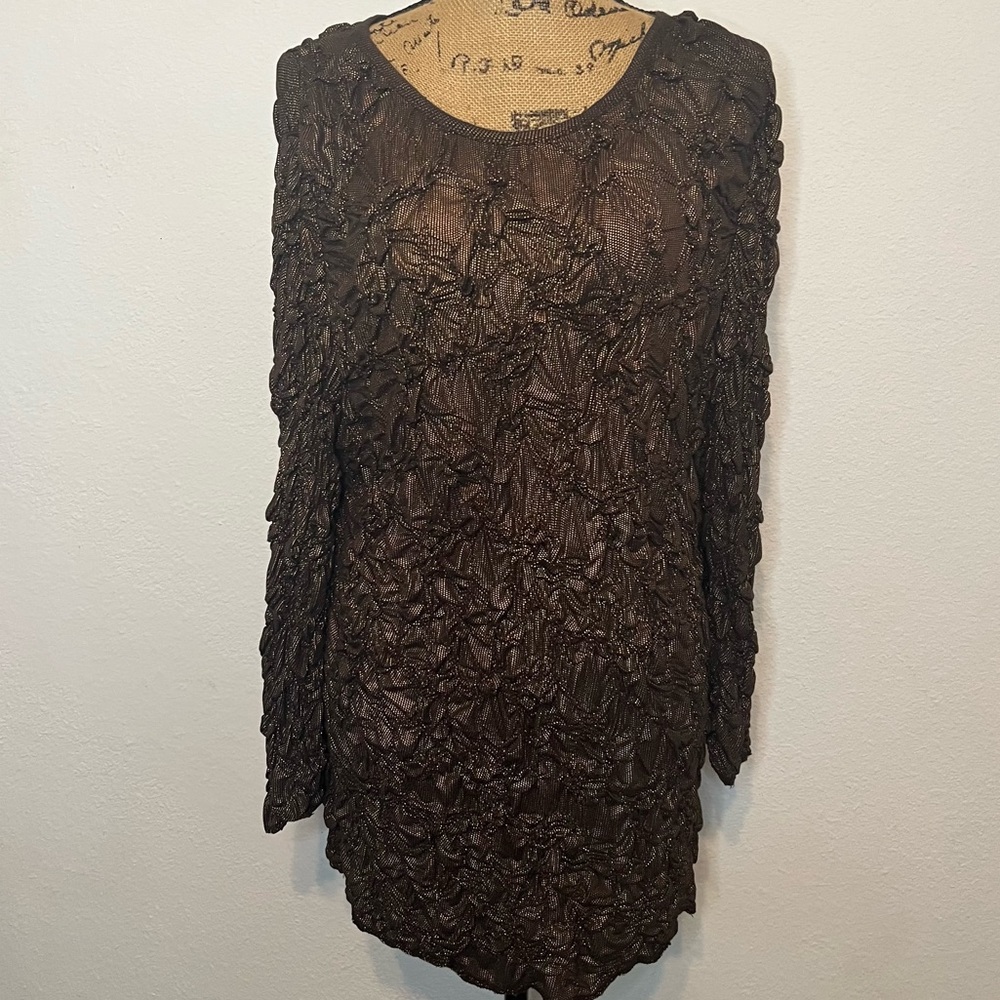 Lynn Ritchie Silver long Sleeve Copper/Brown Tunic large